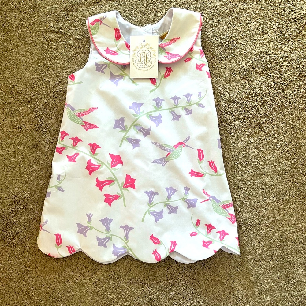 T.B.B.C. White Dress with Pink and Purple Floral Design. NWOT.